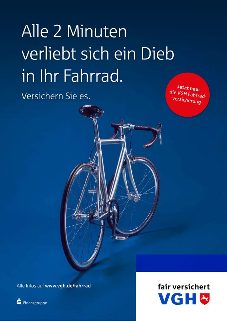 Plakat zur Werbekampagne für die Fahrradversicherung